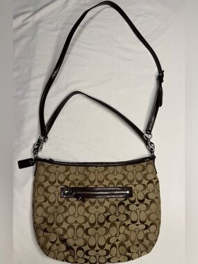 Coach Signature C Convertible Hobo Crossbody Bag Khaki Brown F28941 Adjustable